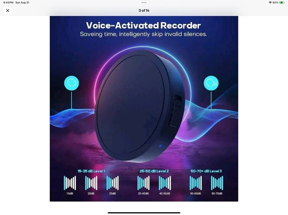 Spy 132G Mini Voice Recorder with 70 Hour Battery Time w/Built-in Magnet 1600 Hr - Image 3 of 4