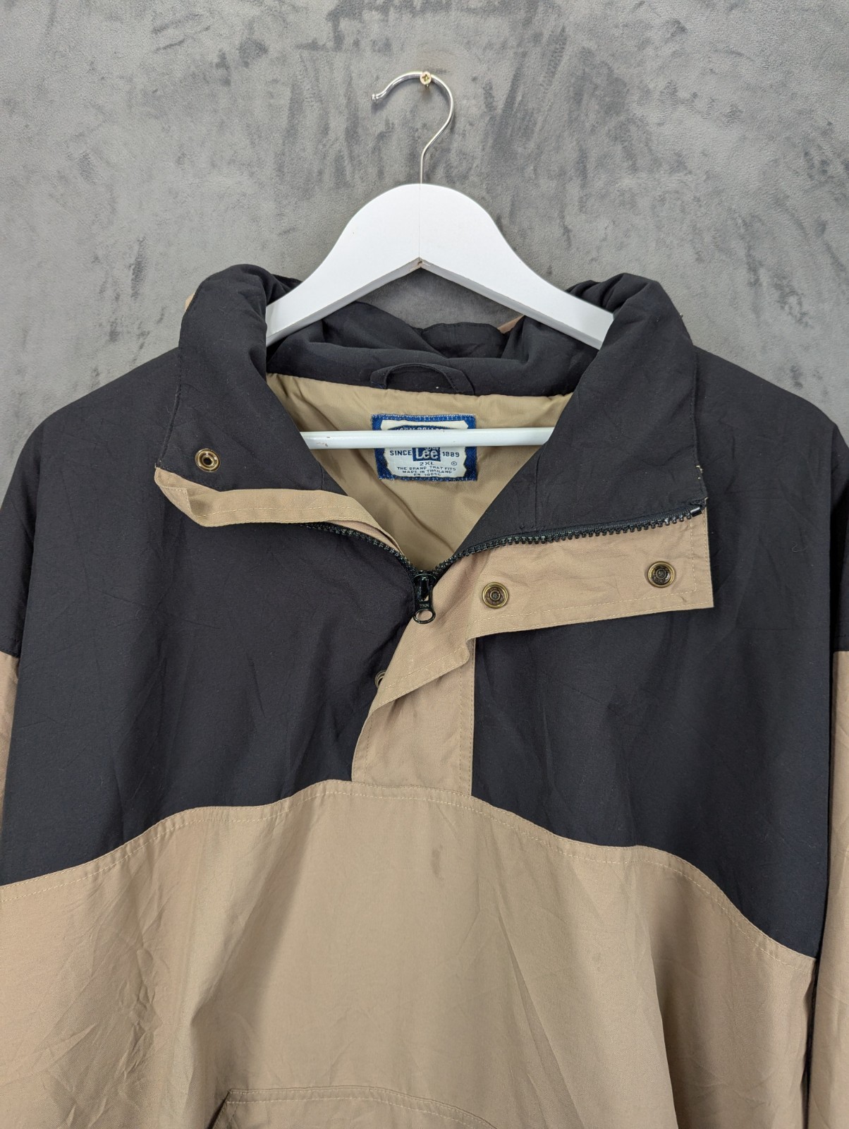 Y2K Lee Smock 1/4 Zip Jacket Men's Size 2XL Relaxed Fit Hooded Pullover Vintage image 5