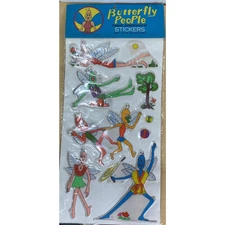 Vintage Butterfly People Three Dimensional Stickers Puffy New Sealed 1983 Single