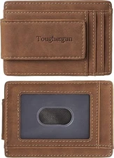 Toughergun Slim Minimalist Wallet for Men with Magnetic Money Clip Leather Walle