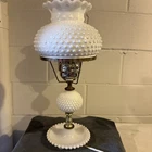 Vintage Colonial Style Hobnail Milk Glass 17 In Lamp Needs Electrified