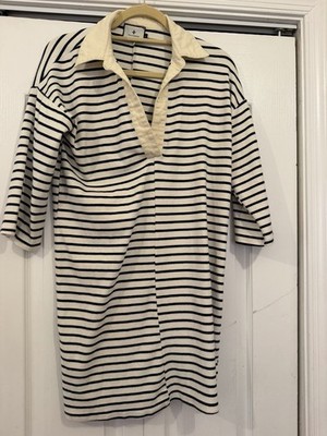 Tuckernuck Ashton Knit Polo Dress Size S Blue Cream As Is *pilling