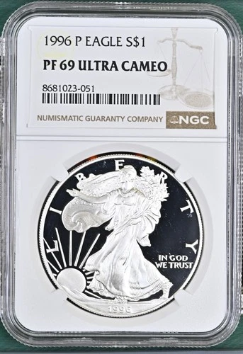 1996 P Proof American Silver Eagle NGC PF69 Brown Label - A624