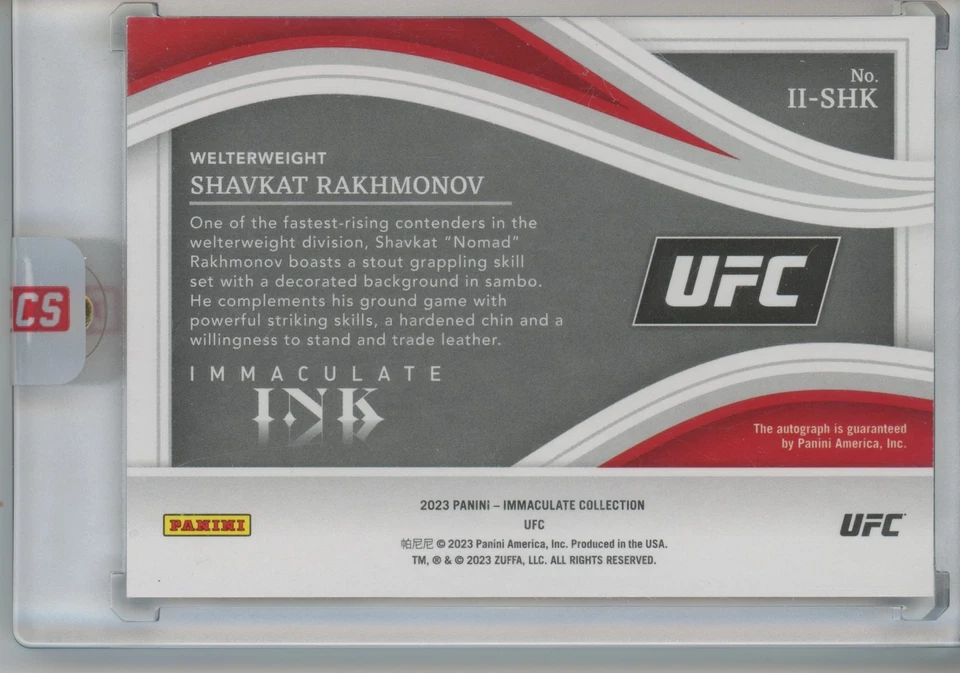 2023 Panini Immaculate Collection Immaculate Ink Shavkat Rakhmonov #II-SHK 04/10 - Image 2 of 2