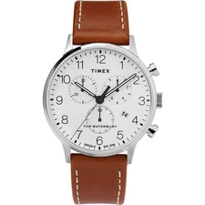 Timex  Mens Chronograph Watch Classic Chrono - Brown Leather TW2T28000