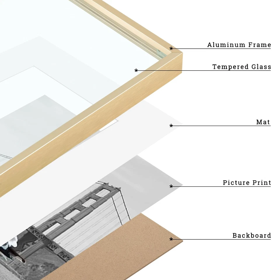Frametory 16x20 Aluminum Photo Frame with Ivory Color Mat for 11x14 Picture Real - Image 4 of 4