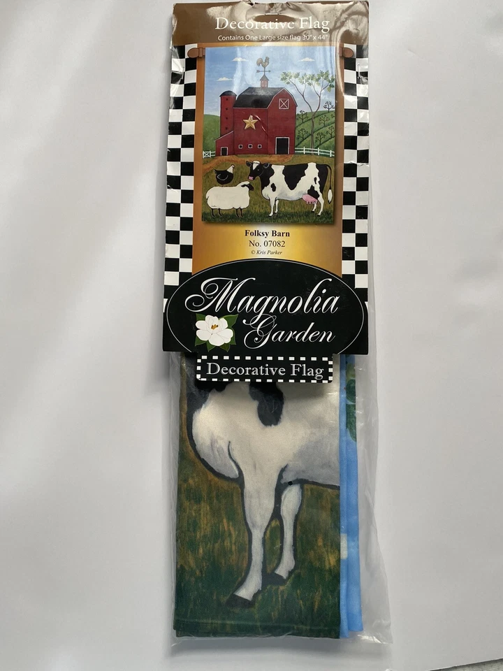Bandera de jardín de patio 30” x 44” Folksy Barn #07082 vaca lechera oveja pollo ¡NUEVO! Foto 2 de 4