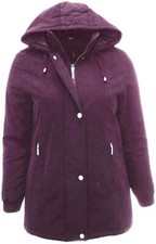 Warm Berry Coat Long Jacket With Hood Slightly Padded Lightweight Parker Ladies 