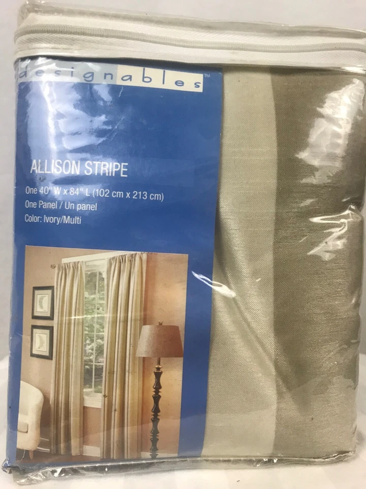 Designables Allison Stripe Ivory/Multi Curtain Panel 40" W x 84" L - Image 4 of 4