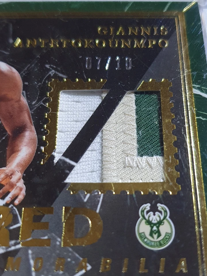2017 Cornerstones Giannis Antetokounmpo #PATCH PRIME /10 Game Worn Jersey - Rare - Image 2 of 4