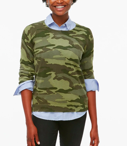 NEW J. Crew Factory Camo Teddie Sweater 