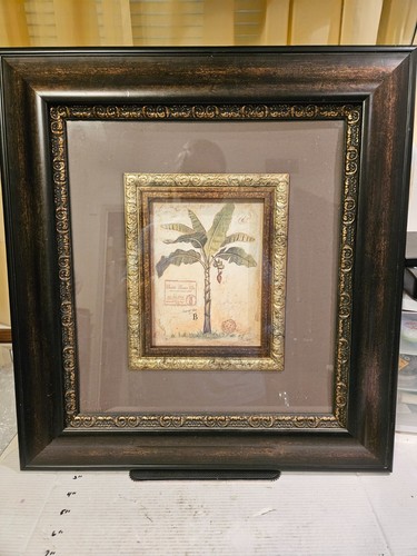 Chad Barrett Banana Palm Offset Lithograph Artwork Beautiful 21 X 23 wood framed - Picture 2 of 12