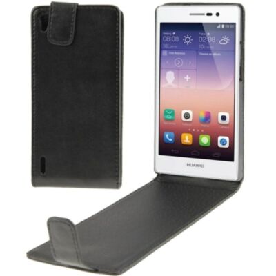 Schutzhülle Flip Tasche für Handy Huawei Ascend P7 Schwarz