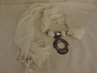 Scarf Wrap Neck Decoration White with Silver Metal Medallion and Décor NEW — photo 1