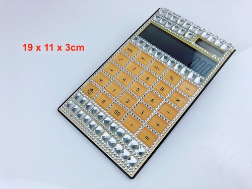 Blingustyle Sparkly Crystal Digits Dual Power Yellow Calculator for home/office - Picture 4 of 10