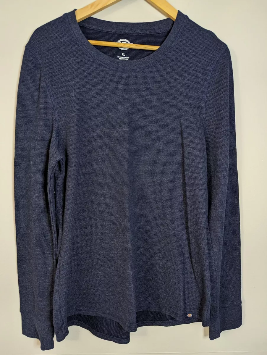 Dickies Thermal Shirt Womens XL Navy Blue Waffle Knit Long Sleeve Crew Neck