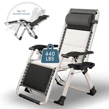 NAIZEA Outdoor Zero Gravity Chair Set Adjustable & Folding Patio Reclining Chair