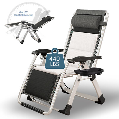 NAIZEA Outdoor Zero Gravity Chair Set Adjustable & Folding Patio Reclining Chair