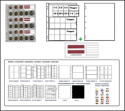 1 Leuchtturm 338425 MÜNZHÜLLEN EURO KURSMÜNZENSÄTZE + ZWL + Flaggen Lettland