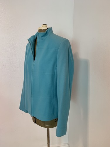 Jones New York Signature Wool Blend Jacket, Zip Aqua Blue Coat Blazer Sz 10 - Picture 4 of 9