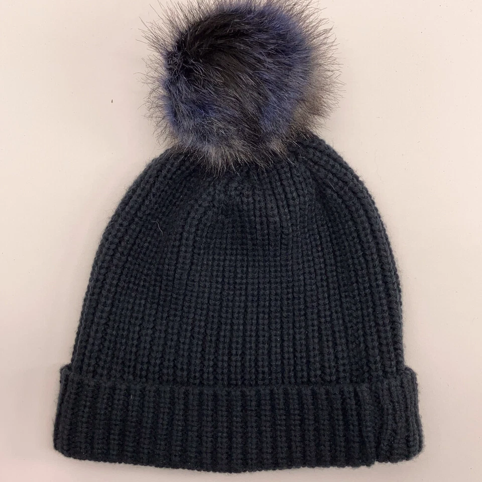 Sombrero de pompón de invierno tejido acanalado fino máquina Anne Taylor Foto 2 de 4