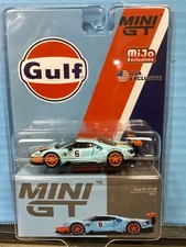 1/64 MINI GT MIJO EXCLUSIVES GULF RACING #6 FORD GT GTLM BLUE AND ORANGE