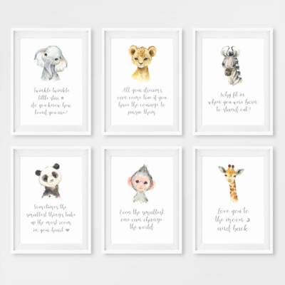 Safari Tier Baby Kinderzimmer Zitat Drucke Kinderzimmer Wandbilder Bilder