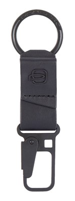 PIQUADRO Aye Leather Keychain With Carabiner Hook Nero