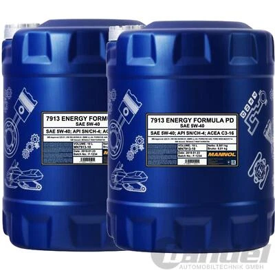 2x10 Liter SAE 5W-40 MANNOL ENERGY FORMULA PD MOTORÖL passend für VW, MB, BMW