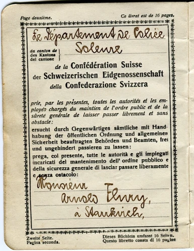 1923 Switzerland Passport with US Visa Stamps & Consulate Receipt Free Shipping - 画像2/16