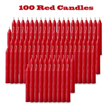 100 pc Bulk Red Christmas Tree Candles For Chime,Pyramid,Carousel- 4  x 1/2 inch