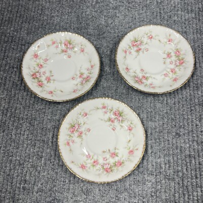 VTG 1960 s PARAGON Victoriana Rose Set Of 3 Saucers Fine Bone China England RARE