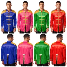 Mens Halloween Circus Ringmaster Jacket Uniform Gothic Tassel Shoulder Outerwear