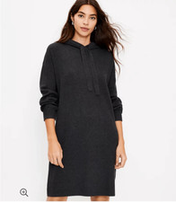 Madewell charcoal minimalist elevated basics hooded sweater dress