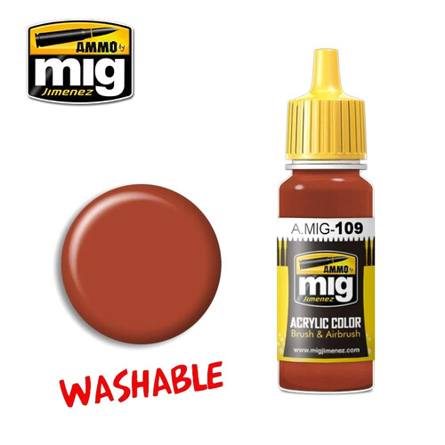 Ammo A.MIG-0109 Washable Rust Acrylic Paint Colour 17mL AMMO - Picture 1 of 1