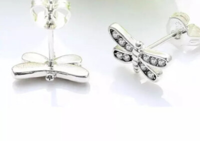   925 STERLING SILBER FUNKELNDE LIBELLE OHRSTECKER & SAMT GESCHENK ETUI
