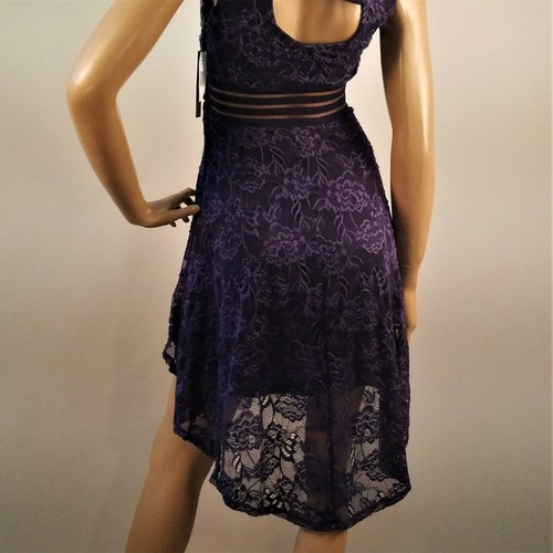 Jodi Kristopher Dress Womens High Low Sleeveless Blue Lace Cut Out Back Size 0 - Picture 7 of 8