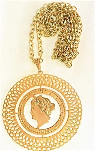Winged Liberty Head Coin Medallion Pendant Necklace Collector Numismatics Gold P