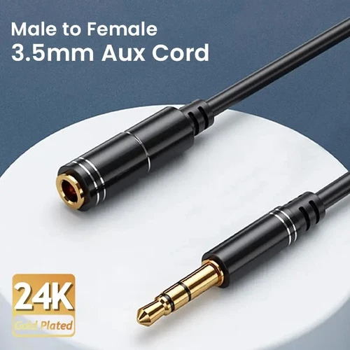 1m Audio Stereo Headphone Extension Cable 3.5mm Jack Male Female Black