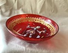 VTG Italian Venetian Enameled Portrait Gilt art Glass Bowl Trinket Dish Red NICE — photo 3