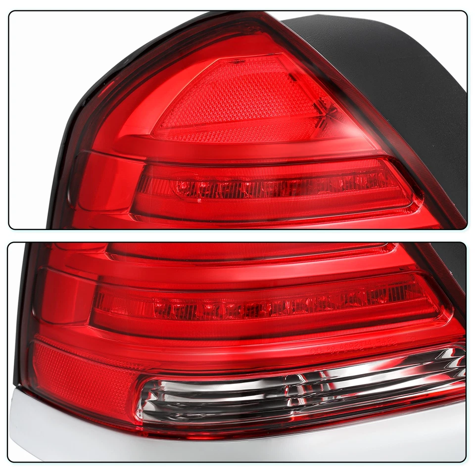 For 1998-2011 Ford Crown Victoria LED Chrome Red Rear Outer Tail Lights Lamps - Image 4 of 4