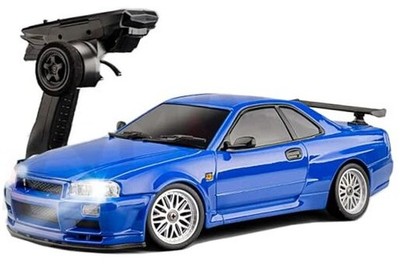 LD1899 1/18 RC Drift Car GTR R34 2.4GHz RWD with Gyroscope on-Road Alloy Blue