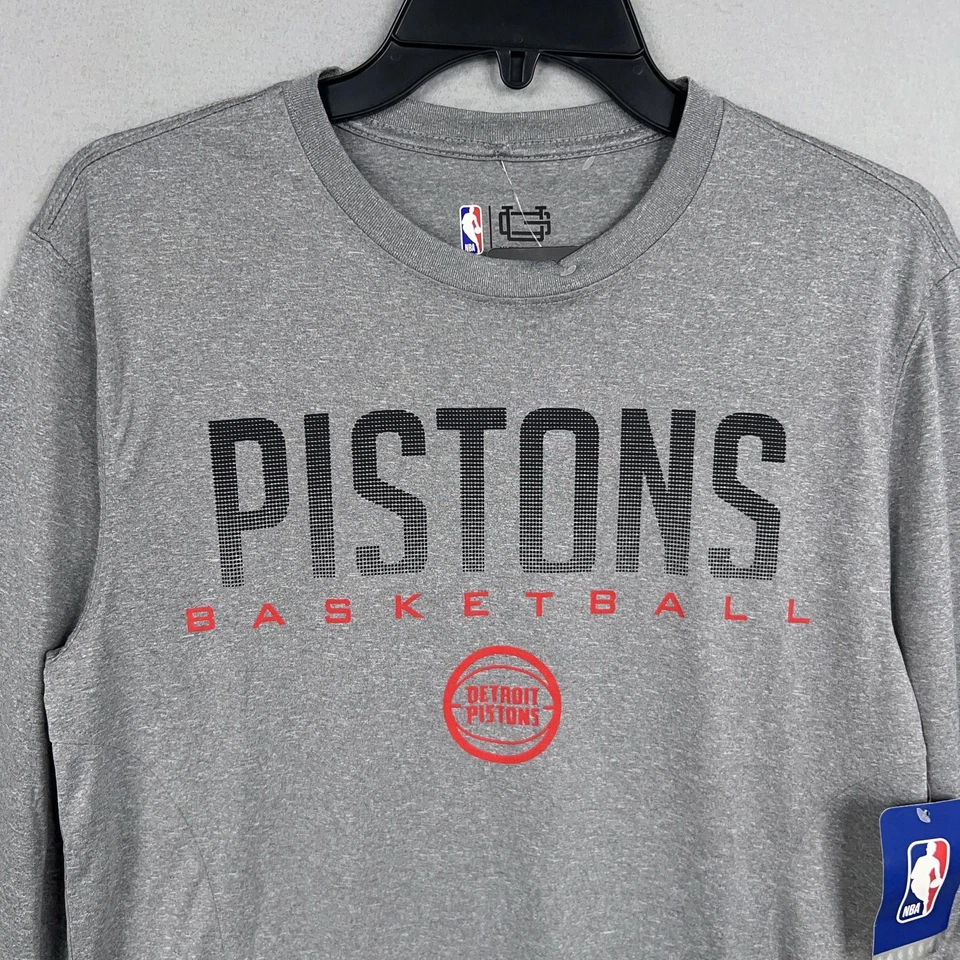 Camisa Detroit Pistons Para Hombre Pequeña Gris NBA Baloncesto Manga Larga Cuello Redondo Foto 2 de 4