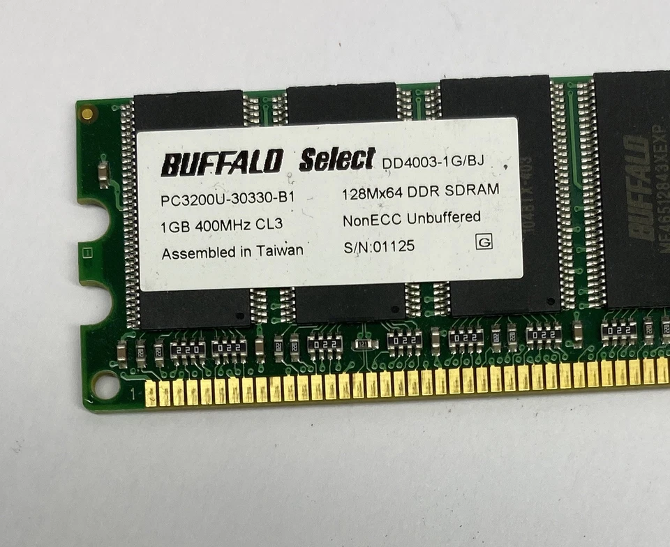 1GB Buffalo Select DD4003-1G/BJ PC3200U 400MHz DDR1 Non-ECC Computer Memory RAM - Image 2 of 4