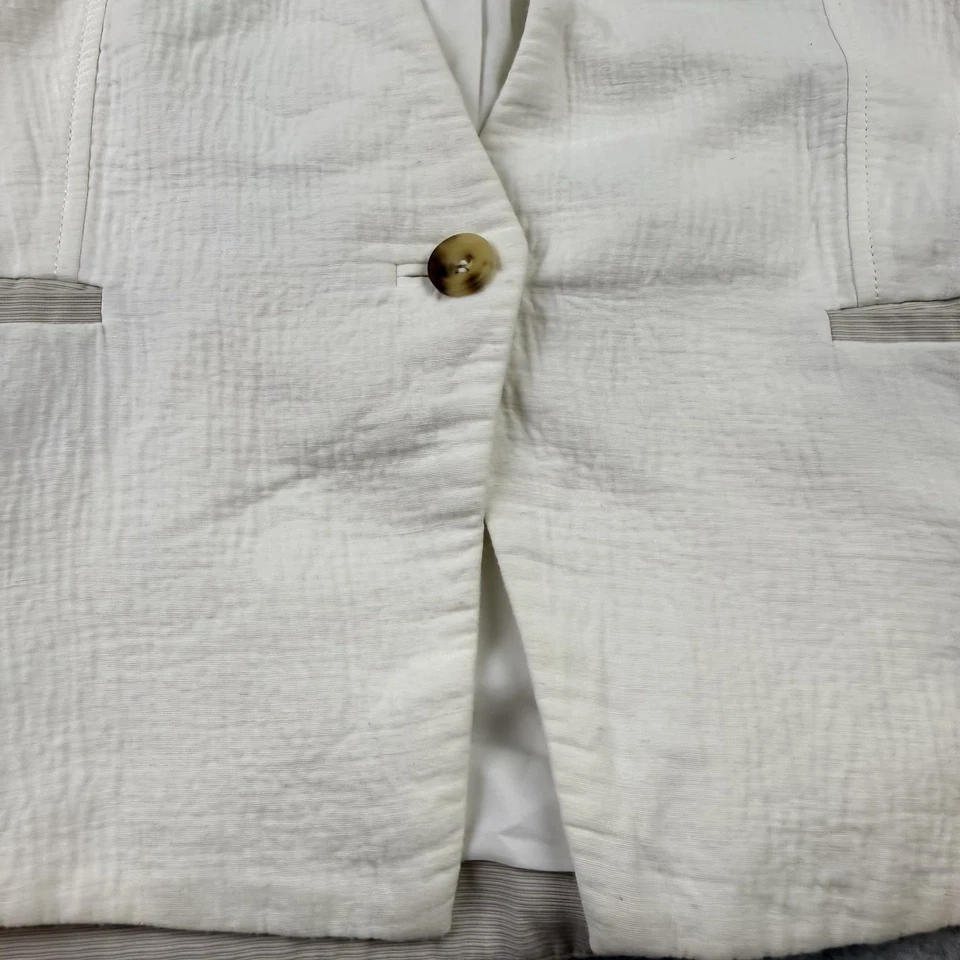 Blazer corto para mujer Helmut Lang de lino blanco roto de algodón talla 4 ajustado Foto 3 de 4