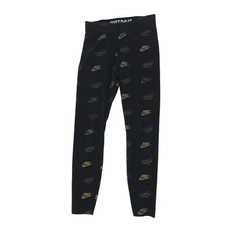 Nike Logo Graphic Print Leggings S Black Gold