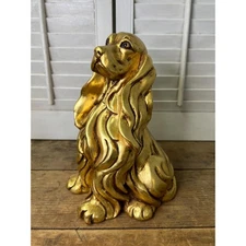 RARE Vintage Kay Finch California Cocker Spaniel  846 Gold Leaf Glaze Figure