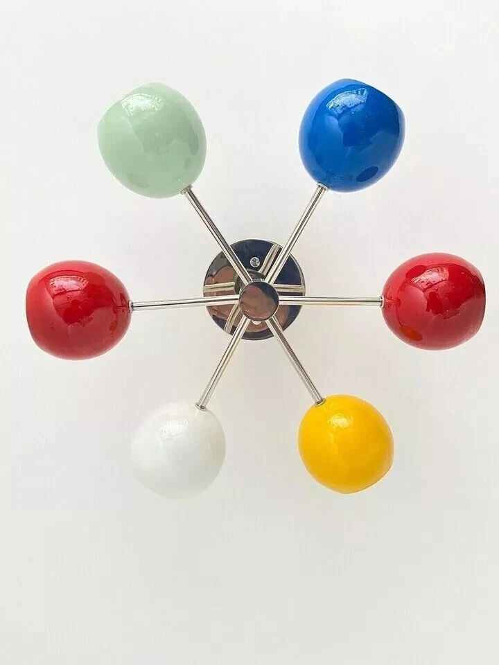 Lampadario Sputnik - lampadario semi incasso - apparecchio in ottone metà secolo - Immagine 2 di 4