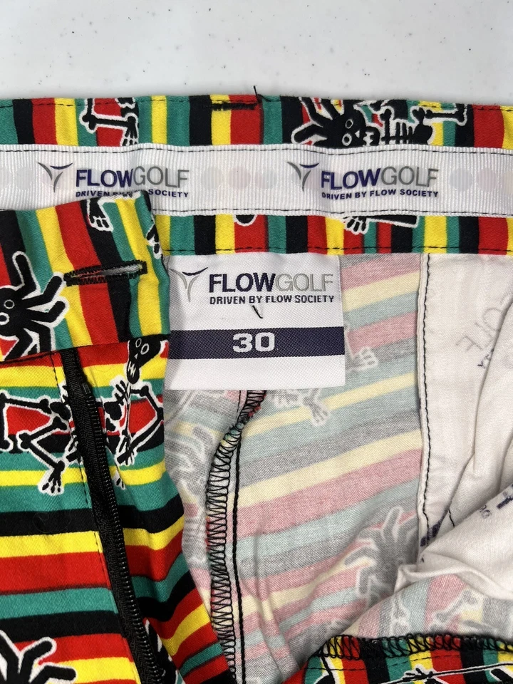 Flow Golf Flow Society Size 30 Shorts Rasta Skeleton Man Jamaican - Image 4 of 4