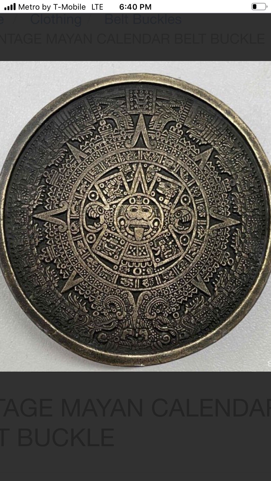 1974 BERGAMOT Brass Work Vintage Aztec Mayan Sun Dial Calendar Belt BUCKLE USA
